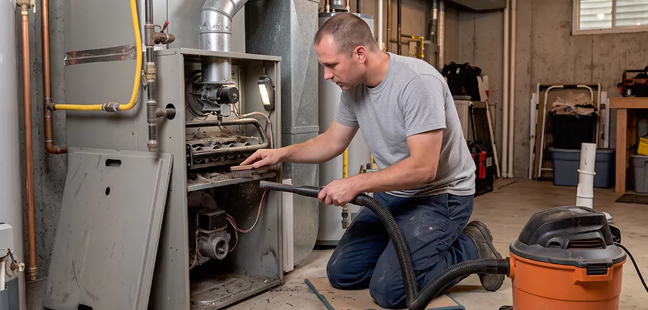 Burner and Heater Compartment Lint Removal in McAllen
