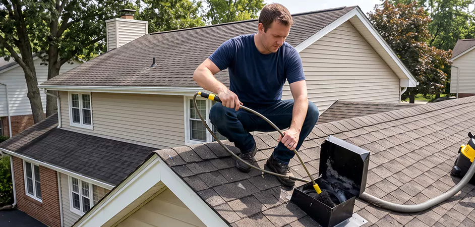 Multi-Story Roof Dryer Vent Cleaning in McAllen